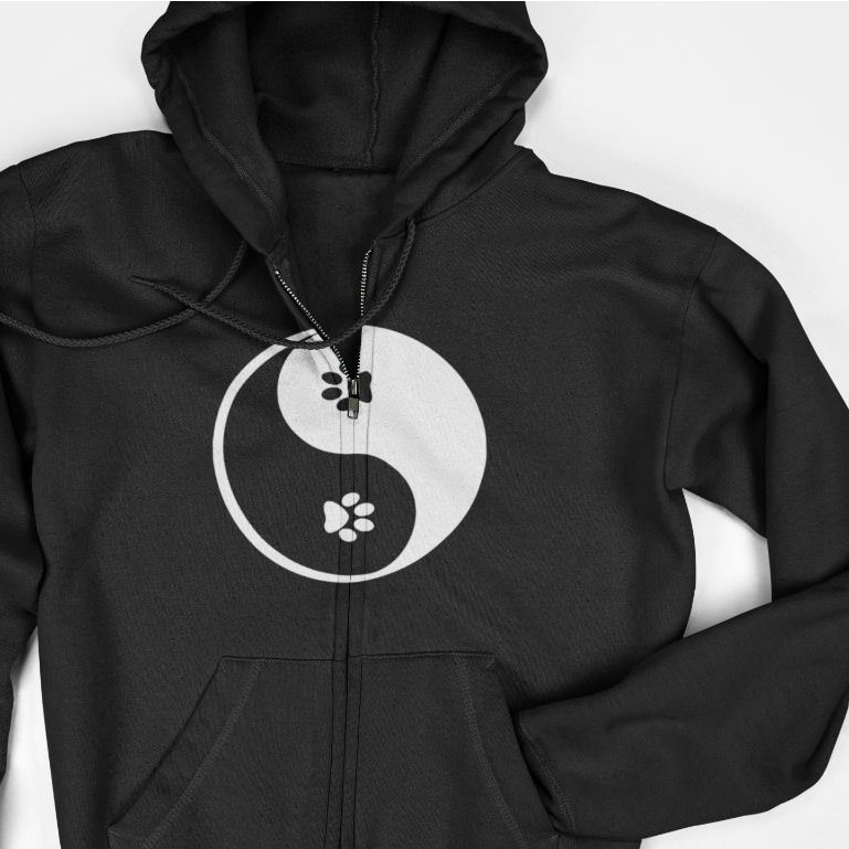 Jaket Hoodie Zipper - Yin Yang Dog Paws