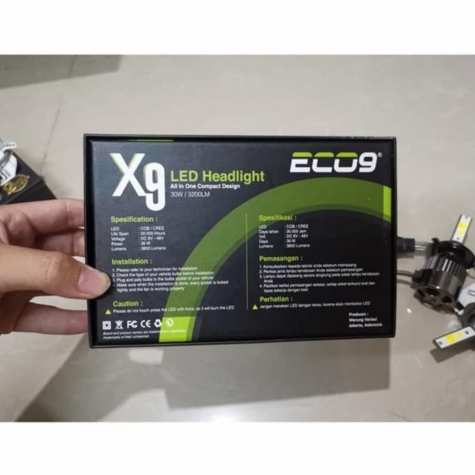 luminos eco9 x9 h4 led 3 warna isi 2 lampu