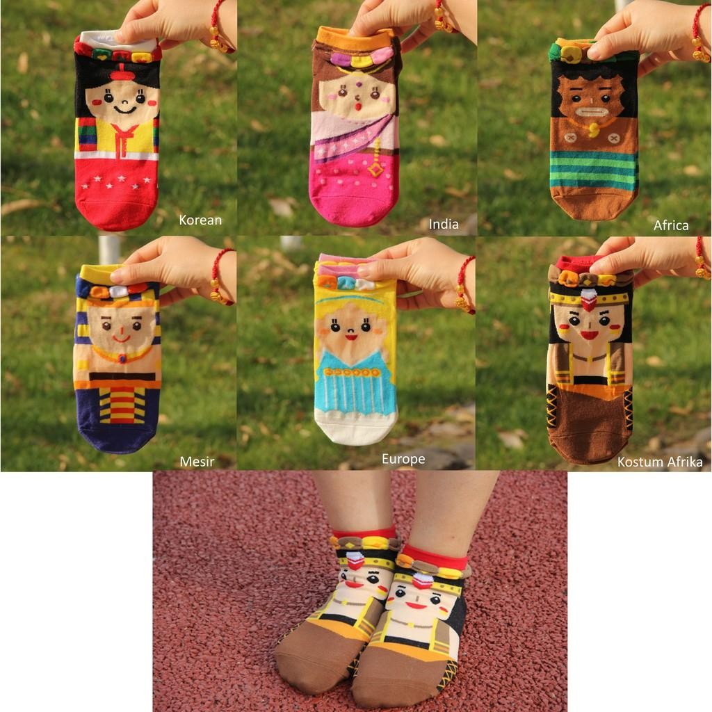 [Khusus Batam] Kaos Kaki Remaja Lucu, Kaos Kaki Dewasa Model Kostum Negara [G]