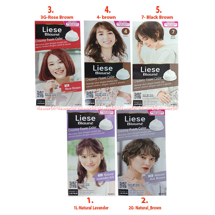 

Liese Blaune Creamy Foam Color 2NA Natural Ash Brown 3R Rose Brown 4 Brown Pewarna Cat Warna Cat