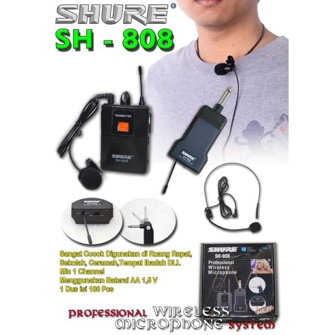 Mic wireless Imam Bando Clip On SHURE SH 808 / mic bando+jepit wireles