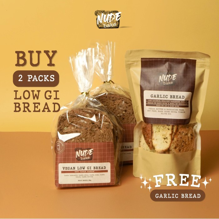

Ready FREE Vegan Garlic Bread - Bundle 2 pcs Low GI Multiseed Bread Diet