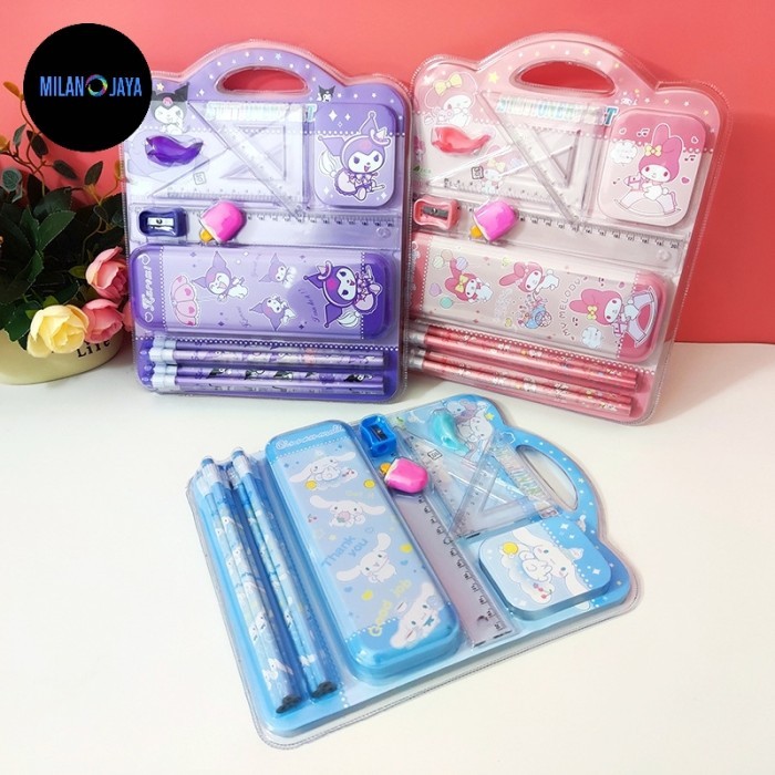 

Paket Alat Tulis Sanrio Kotak Sil Ghapus Set Atk Anak Sekolah Ggaris Rautan Grip Cil Case Kuro