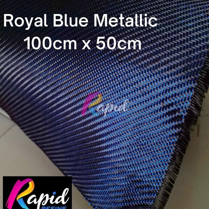 Serat Karbon Twill Metalik Biru Blue Metallic Carbon Fiber Fabric 220
