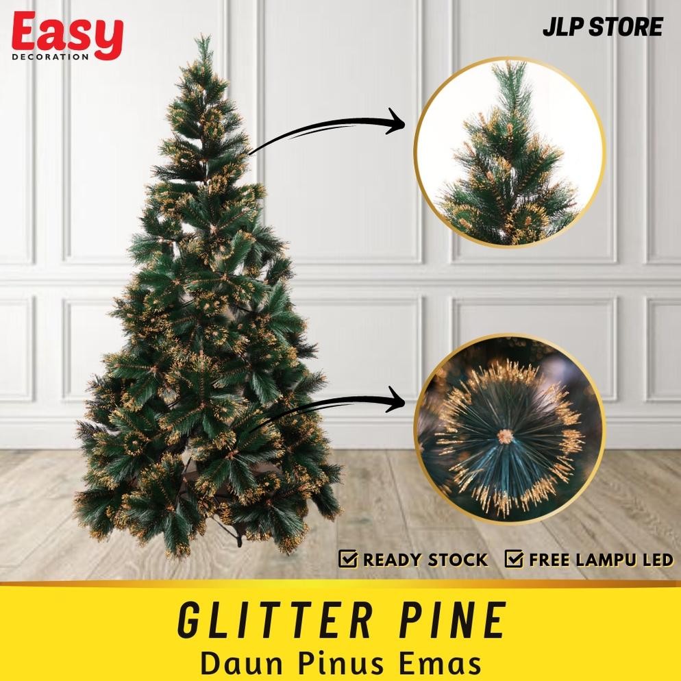 Pohon Natal Besar Bonus Hiasan dan Lampu Tinggi 2 Meter 210 Cm 7 Feet FT Premium Christmas Tree Mura