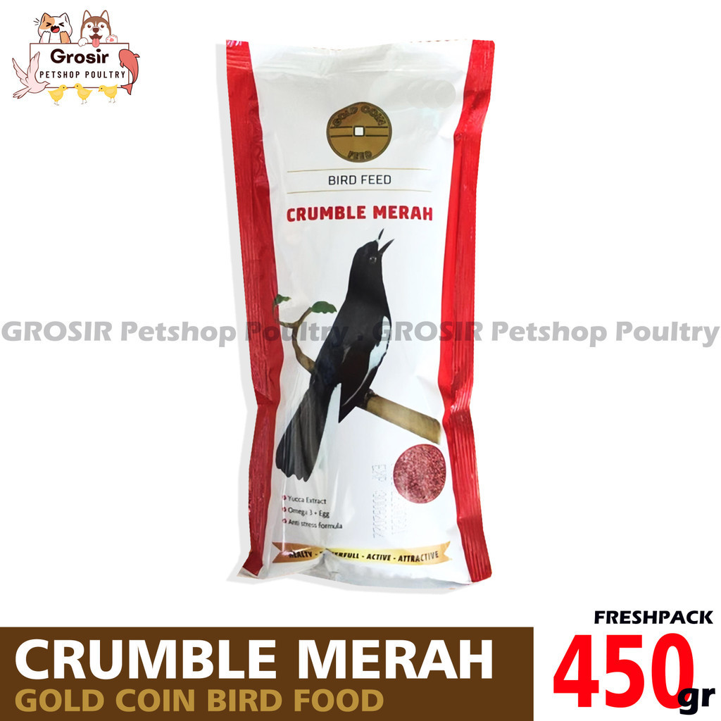 PAKAN BURUNG GOLD COIN KACER CRUMBLE MERAH 450 GRAM VOER KACER PUR KACER GOLD COIN MERAH