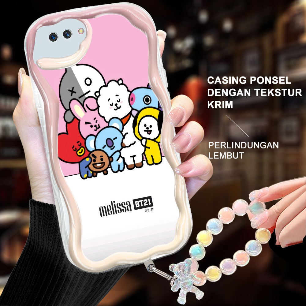 Duang OPPO A1K A3S A12E A5 K10 A96 F9 PRO  Casing Handphone  melissa BT21  Soft case Cover + Lanyard