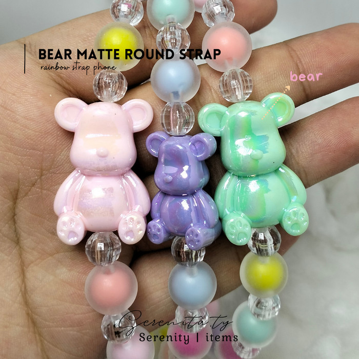 CUCI GUDANG SERENITA.TY Bear Matte Strap Phone Gantungan Beruang Handphone Rainbow Korean Style