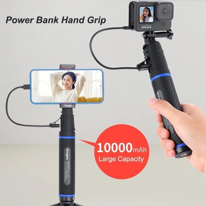 KingMa Portabel 10000mAh Pegangan Tangan Power Bank Tongkat Swafoto untuk GoPro Hero 10 9 8 7 6 5 Po