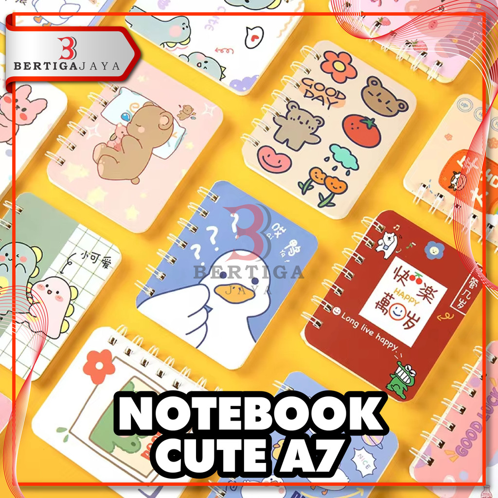 

BJ Notebook Cute Character A7 Portable Buku Catatan Bergaris Mini Simple Aesthetic
