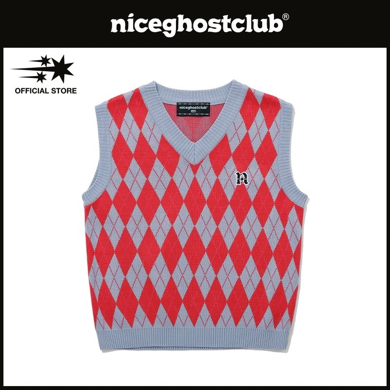 [niceghostclub] Rompi Rajut Logo Bintang Argyle_Gaya Unisex |GwDHV55t|