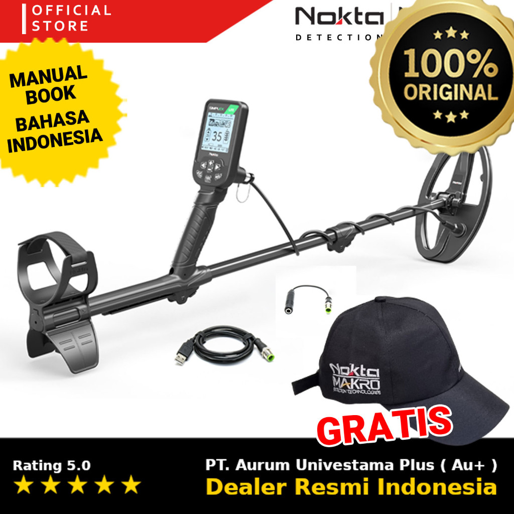 Metal Detektor Nokta Simplex Lite Metal Detector Emas & Harta Karun  Alat Pencari Harta Karun dan Em