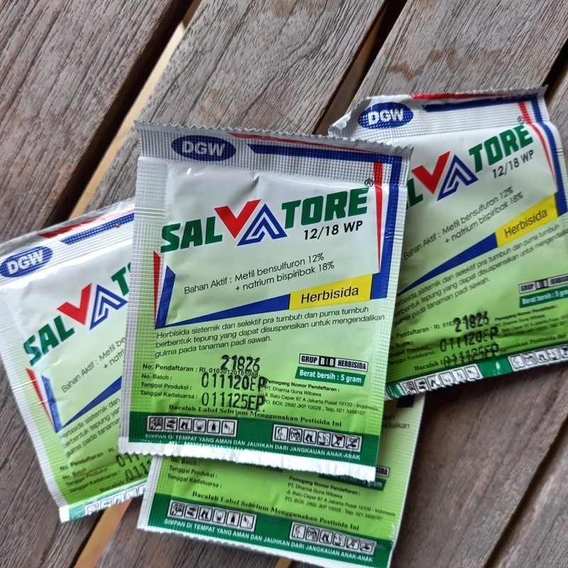 AM Herbisida Racun Pra Purna Tumbuh Rumput Padi Sawah SALVATORE kemasan 5 gram