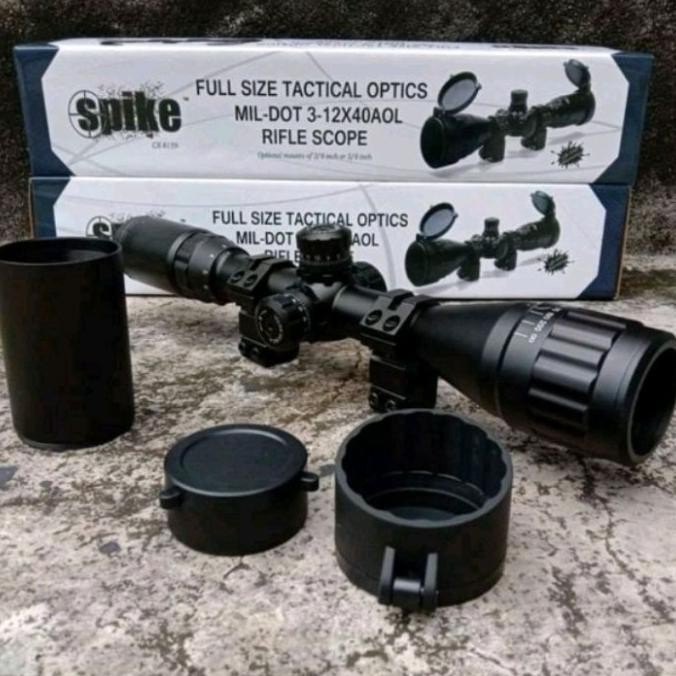 Sale Teleskop Teropong Jarak Jauh Spike 3-12X40Aol Tahan Getar Anti Air Berkualitas