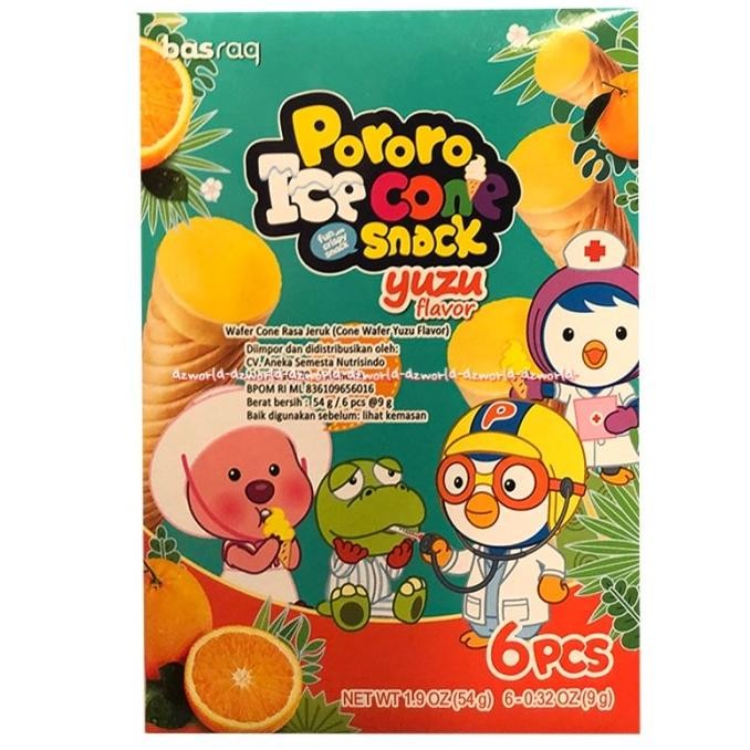 

Pororo Ice Cone Snack Yuzu Flavour Orange 6Pcs Ice Krim Cone