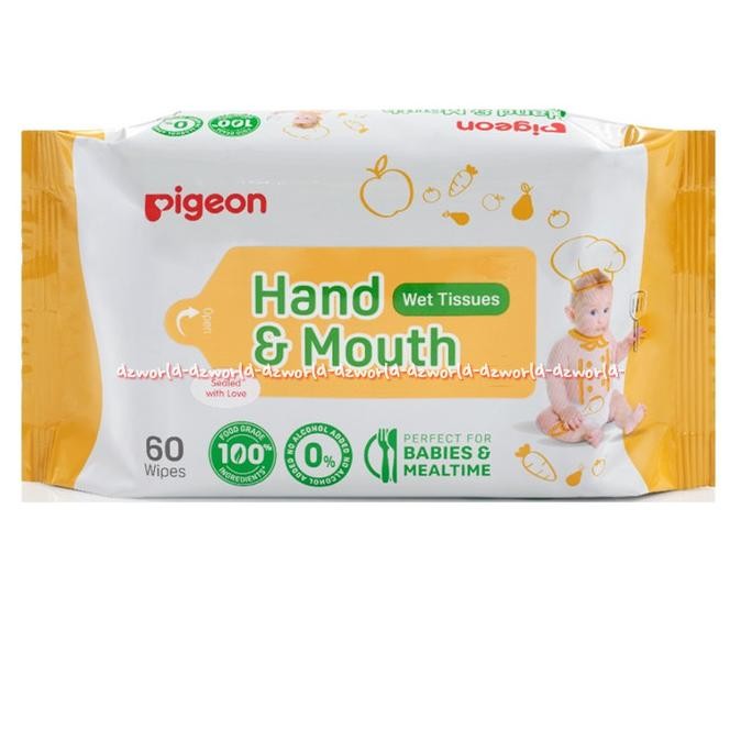

Pigeon Hand Mouth Wet Tissue Food Grade 60wipes Tisu Basah Bayi Pigeon