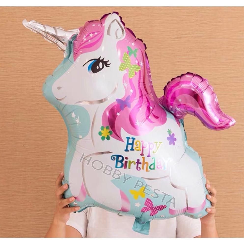 BALON FOIL UNICORN MOTIF HAPPY BIRTHDAY JUMBO / BALON UNICORN HBD / BALON UNICORN RAINBOW / BALON UN