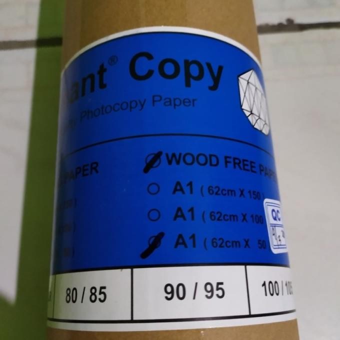 

TERMURAH - DIAMANT COPY. KERTAS HVS ROLL UKURAN A1 ( 62cm x 50m ). - Putih