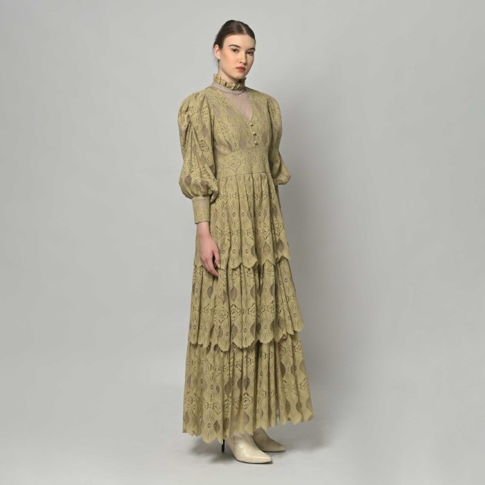 Barli Asmara Safea Maxi Lace Dress in Sage Green