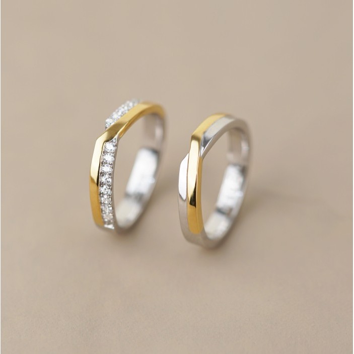 Cincin Lamaran Tunangan Nikah Emas Putih Couple FREE BOX & GRAFIR