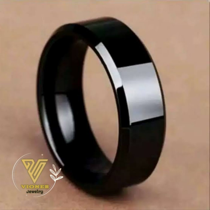 Cincin Pria Cincin Kawin Palladium Single Hitam 03
