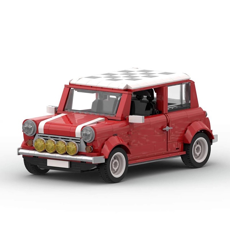 Mobil Blok Bangunan MOC Mini Cooper Rally MOD untuk Anak Laki-laki dan Perempuan yang Kompatibel den