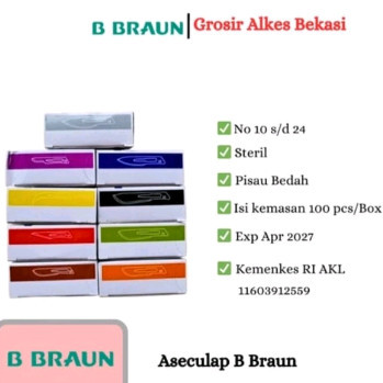 Bisturi B'Braun/Bisturi Aesculab No 10/11/12/15/20/21/22/23/24 Harga/Box
