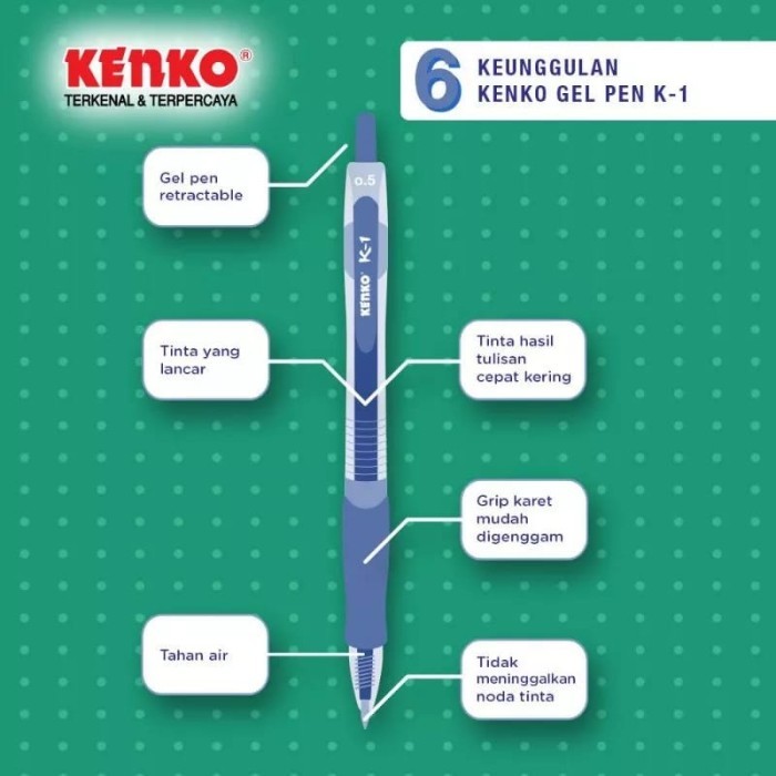 

RS456 KENKO - Pulpen Gel Pen K1 0.5 mm (Harga 1 Pack isi 12 pcs) TERBARU