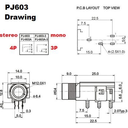Socket Stereo/Mono Headphone/Microphone Soket Jack Mic Akai Toa 6.5Mm