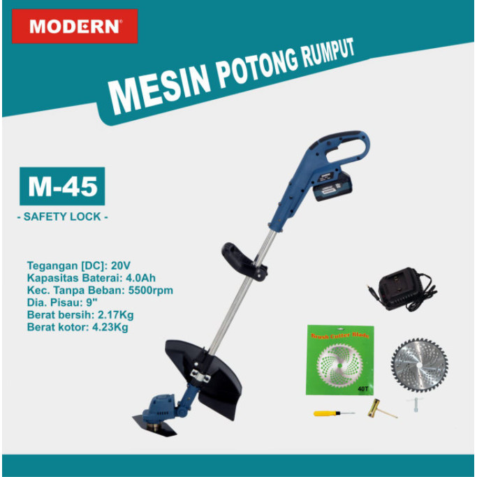 Mesin Potong Rumput Baterai Modern M45 20 Volt