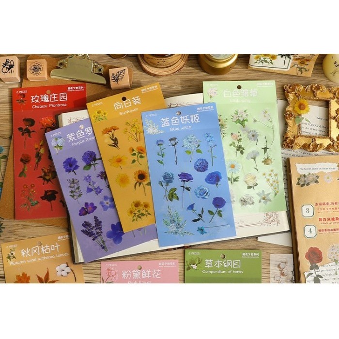 

IM880 Flower Series PET Stickers Packs - Morning & Evening Series (2 Sheets) TERBARU