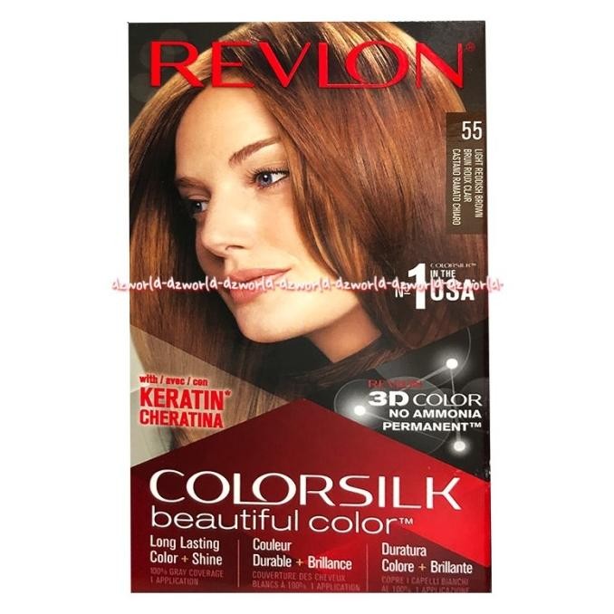 

Revlon ColorSilk 55 Light Reddish Brown Cat Rambut Warna Coklat Terang