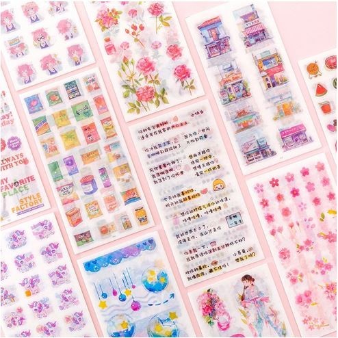 

TX114 Washi Diary Deco Stickers - Thema Series (6pcs) STOK TERBATAS