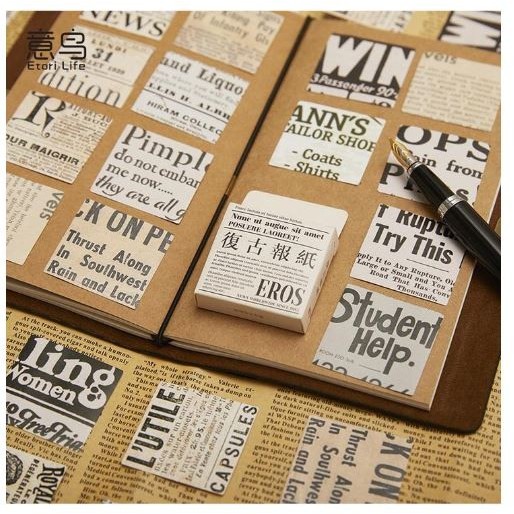

KC194 Label Stickers - Nostalgic Newspaper (50pcs ) GRATIS ONGKIR