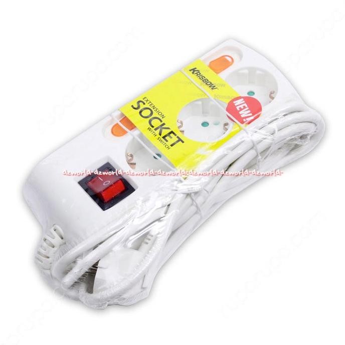 

Krisbow Extension Socket 3 Lubang Kabel Sambungan Colokan 3