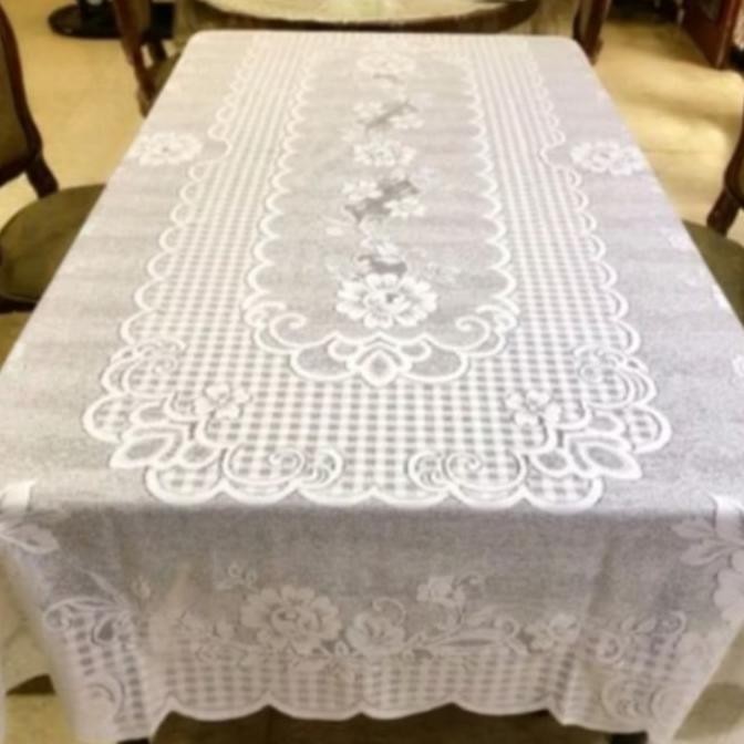 Taplak Meja Makan Kain Polos Persegi 10-12 Kursi Size 150x300Cm Besar Impor