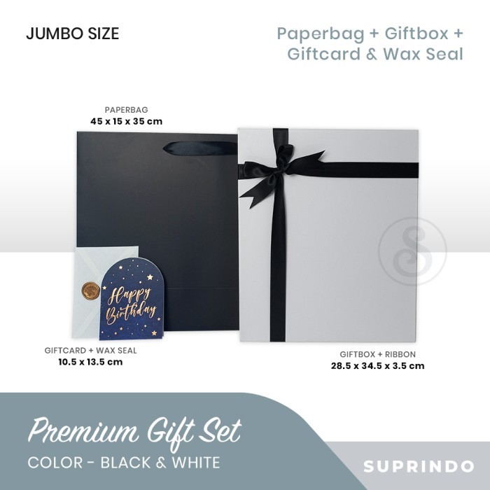 

Premium Gift Set PaperBag+Kotak Kado+Kartu Ucapan(28.5x34.5x3.5,PUTIH)