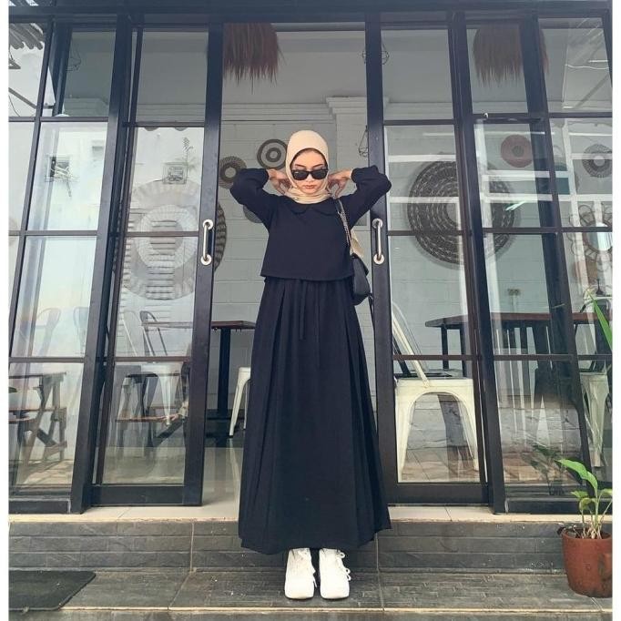 GAMIS TERBARU 2022 BAJU GAMIS REMAJA MODERN KEKINIAN POLOS HITAM