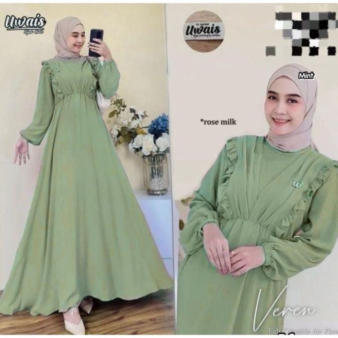 DISKON GAMIS VEREN FARINA CRINKLE AIRFLOW WARNA HIJAU SAGE MINT MOCCA