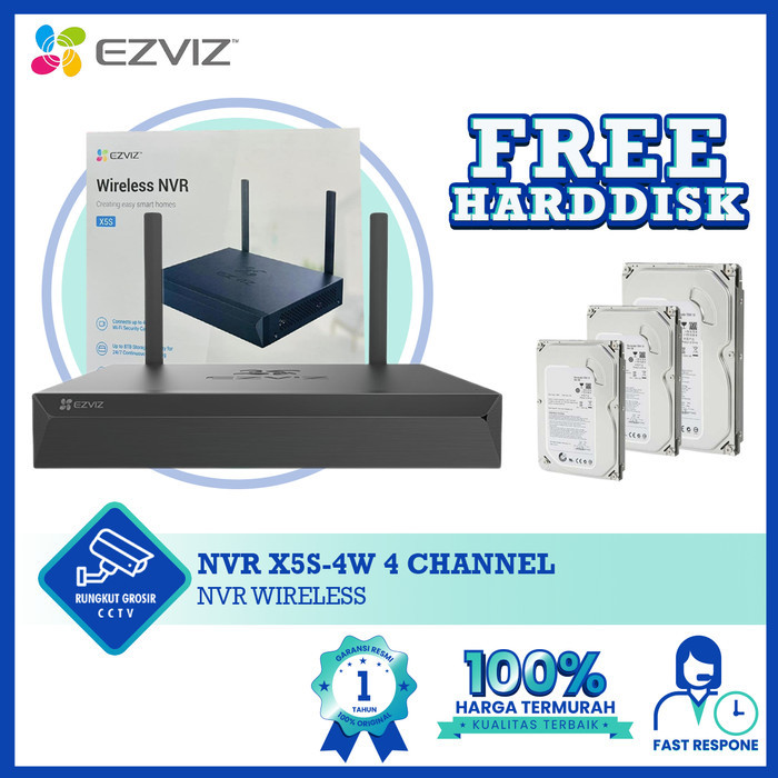 HARGA DISC - NVR EZVIZ 4CH X5S-4W NVR Wireless 4 Channel