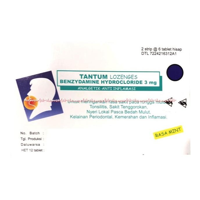 

Tantum Lozenges Benzydamine Rasa Mint 12 Tablet Obat Radang Tenggoroka
