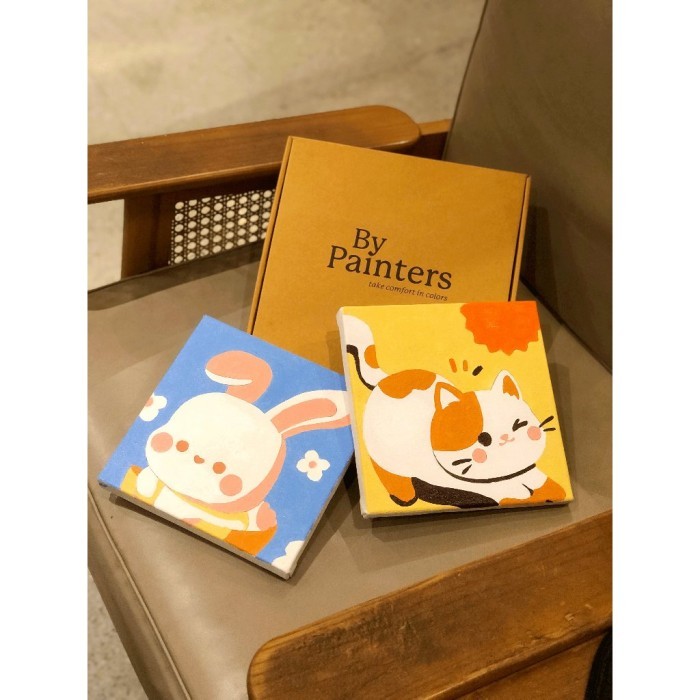 

HARGA DISC - Paint By Number [Bunnie & Kitten] ByPainters 20x20cm Canvas Pain