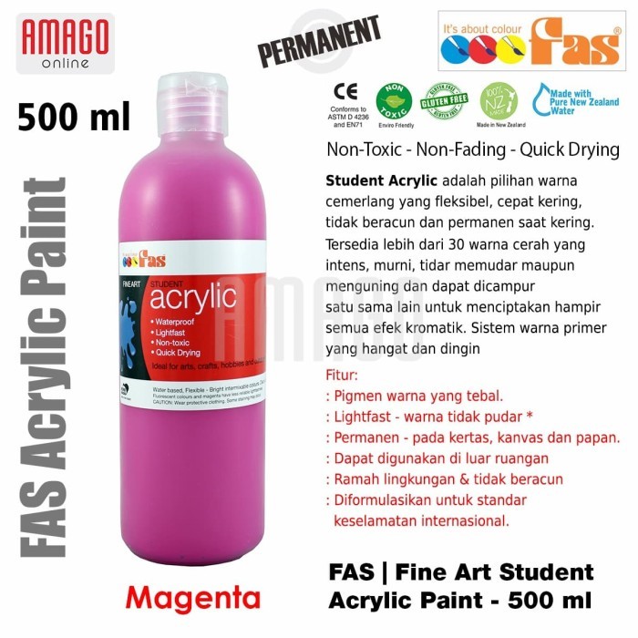 

FAS - STUDENT ACRYLIC PAINT - 500 ML - MAGENTA