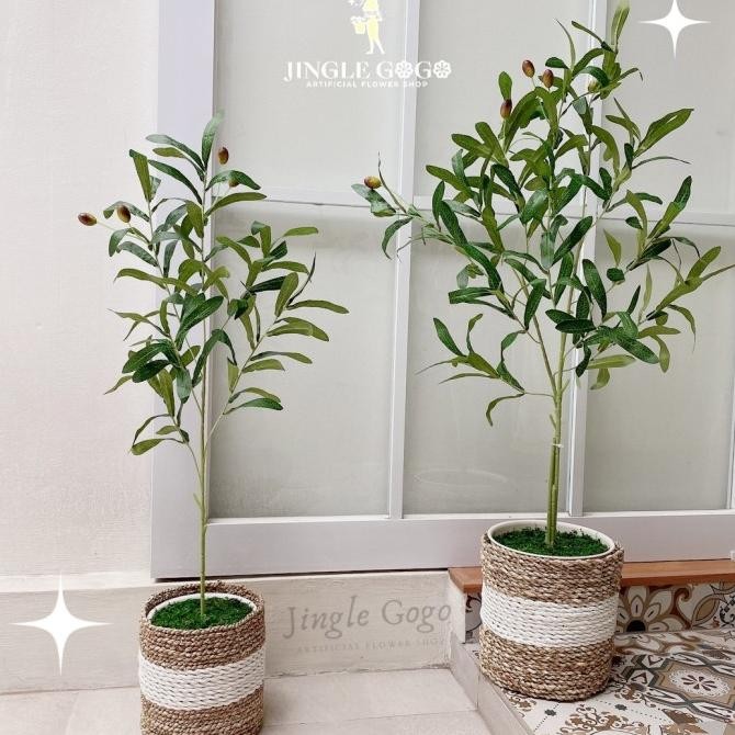 Pohon Olive Palsu Tanaman Hias Artificial Bunga Sudut Aesthetic B485