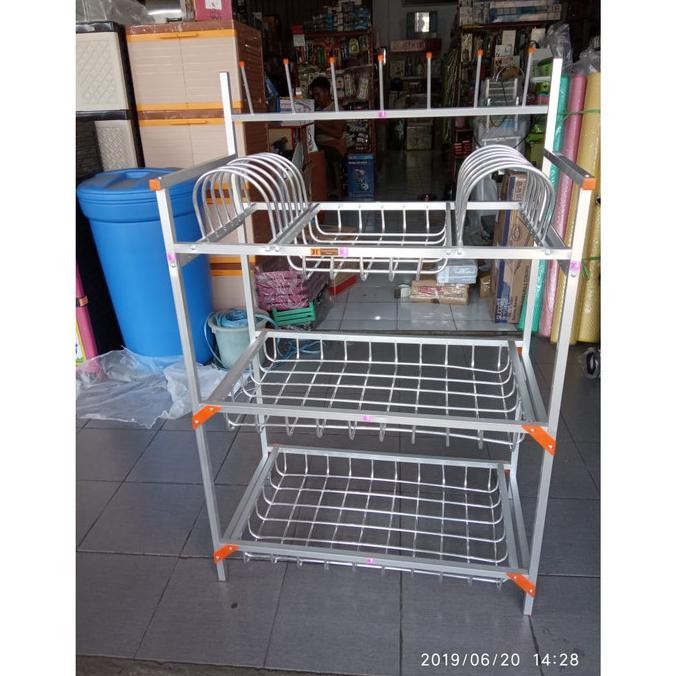 Rak Piring 3 susun alumunium tebal