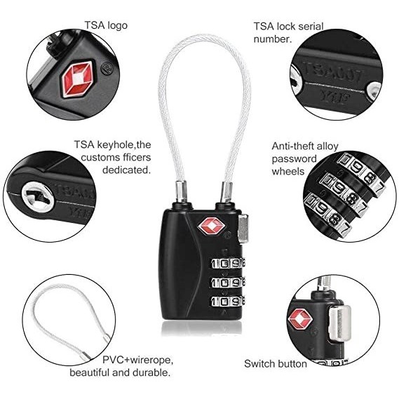 Peter - Coolcell Gembok Koper Tali Baja Tsa Lock Pin Angka Motor Helm
