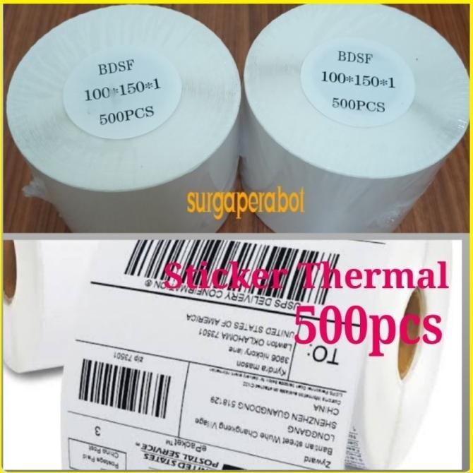 

Sale Kertas Sticker Thermal Label Barcode 500 Pcs 100X150 Termal Stiker
