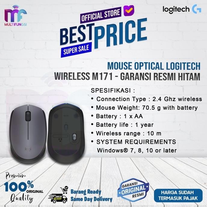 

Mouse Optical LOGITECH Wireless M171 - Garansi Resmi Biru