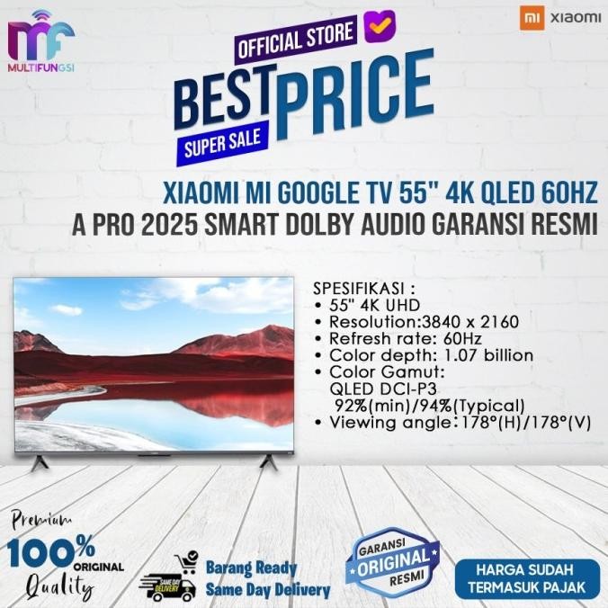 

Xiaomi Mi Google TV 55" 4K QLED 60Hz A Pro 2025 Smart Dolby Audio