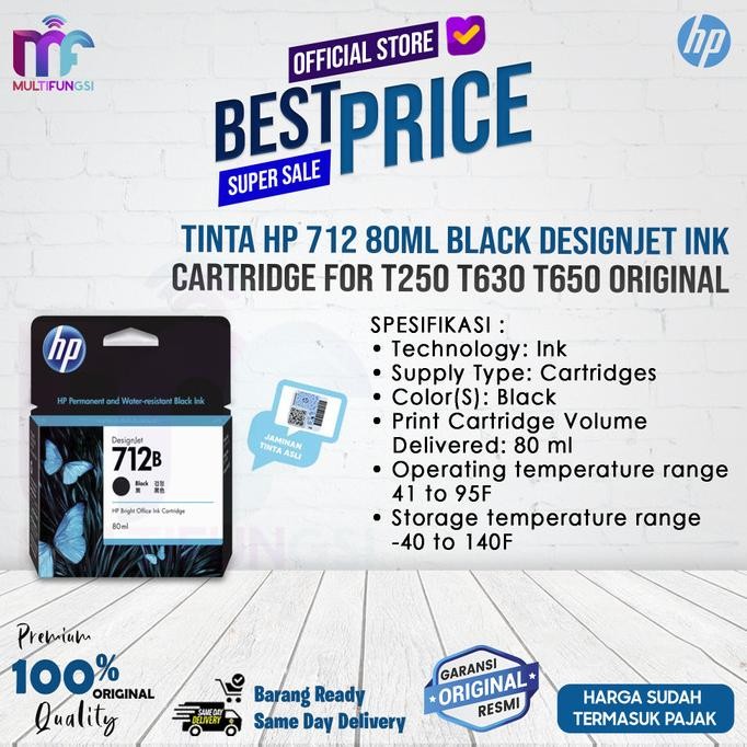 

Tinta HP 712 80ml Black DesignJet Ink Cartridge For T250 T630 T650